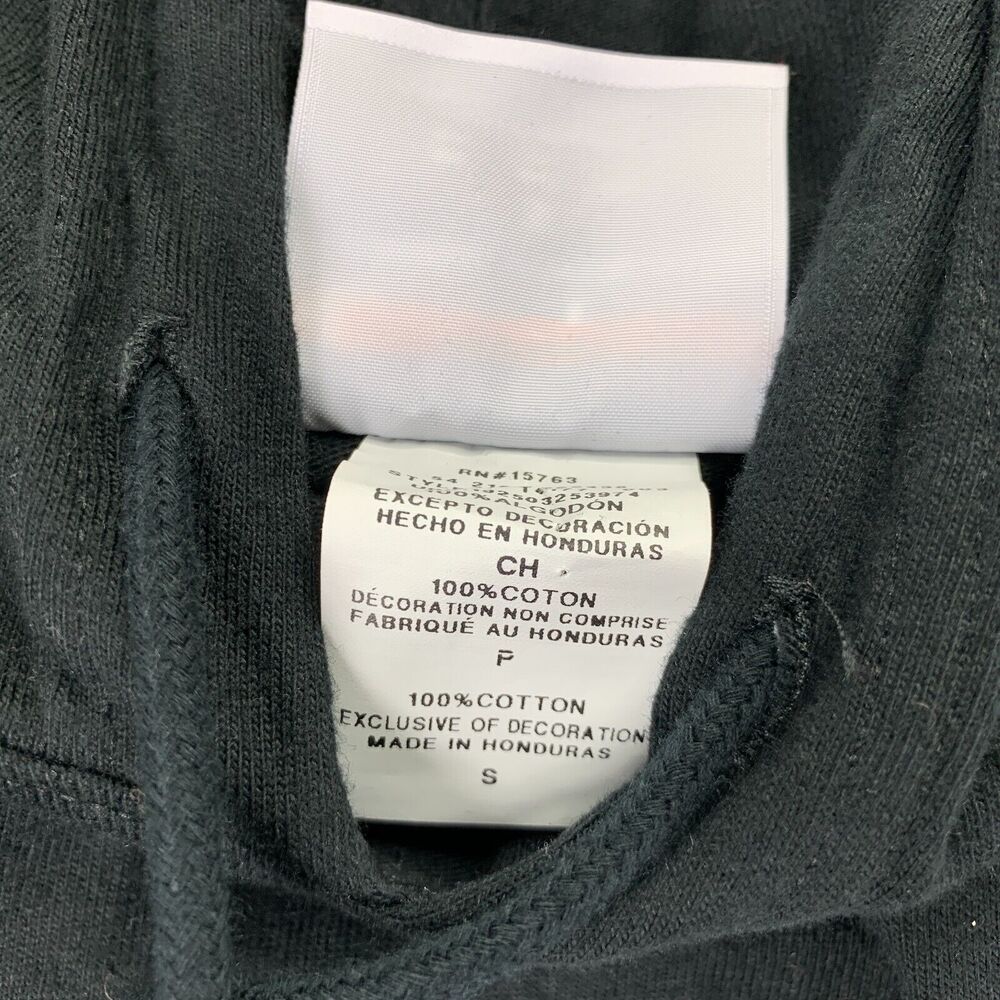 Champion Mens Script Logo Middleweight Cotton T-Shirt Thin Hoodie Black S - Picture 3 of 3